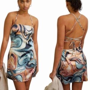 Kendall & Kylie Multi-Colored Swirl Criss Cross Backless Dress Size S